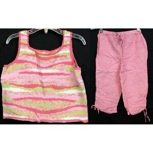 Talbots Kids 2pc Outfit Sz 6x Sweater Tank Top Linen Pants Summer Desert Beach